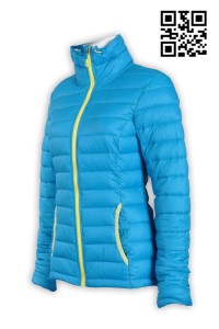 J530製造修身羽絨外套 訂購藍色女士外套 夾棉訂造舒適保暖外套 女裝羽絨 羽絨外套製造中心 雪褸